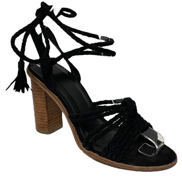 JOIE Banji Braided Ankle Tie Block Heel Sandals 36.5” - Picture 1 of 10